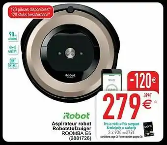 Cora Irobot aspirateur robot robotstofzuiger roomba e6 aanbieding