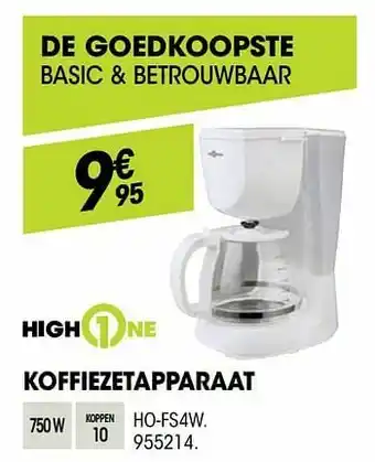 Electro Depot Highone koffiezetapparaat ho-fs4w aanbieding
