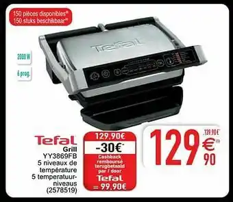 Cora Tefal grill yy3869fb aanbieding