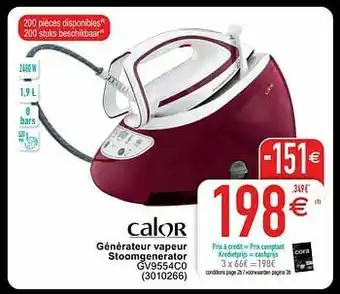 Cora Calor générateur vapeur stoomgenerator gv9554c0 aanbieding