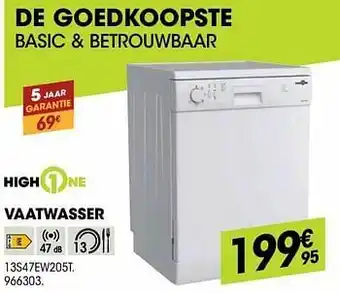 Electro Depot Highone vaatwasser 13s47ew205t aanbieding