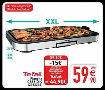 Cora Tefal plancha cb631d10 aanbieding