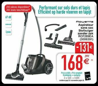 Cora Rowenta aspirateur sans sac stofzuiger zonder zak ro7289ea aanbieding