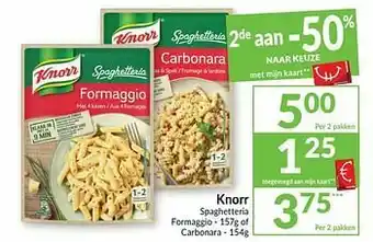Intermarché Knorr spaghetteria formaggio of carbonara aanbieding