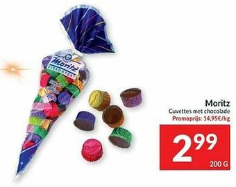 Intermarché Moritz cuvettes met chocolade aanbieding
