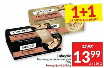 Intermarché Labeyrie blok foie gras van eend of gans aanbieding