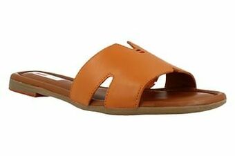 Berca Shoes S. Oliver Slipper Dames Volledig Leder Soft Foam Uitgesneden Slipper - Oranje aanbieding