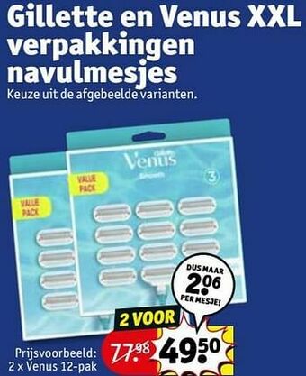 Kruidvat Gillette en venus xxl verpakkingen navulmesjes aanbieding