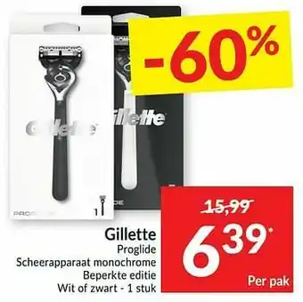 Intermarché Gillette proglide scheerapparaat monochrome beperkte editie wit of zwart aanbieding
