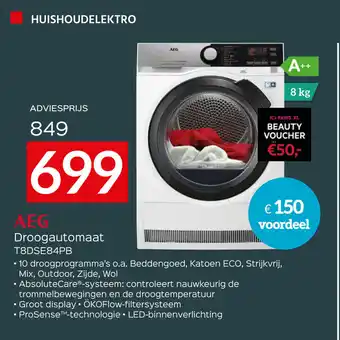 Exellent AEG Droogautomaat T8DSE84PB aanbieding