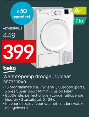 Exellent Beko Warmtepomp droogautomaat DF7330PX0 aanbieding