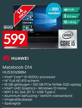 Exellent Huawei Matebook D14 HU53012BBM aanbieding