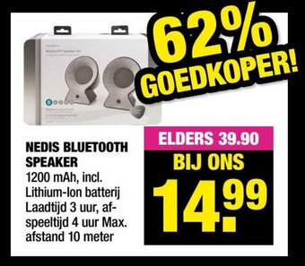 Big Bazar Nedis Bluetooth Speaker aanbieding