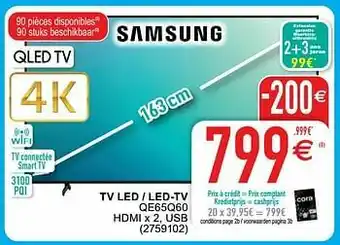 Cora Samsung tv led - led-tv qe65q60 aanbieding