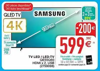 Cora Samsung tv led - led-tv qe55q60 aanbieding