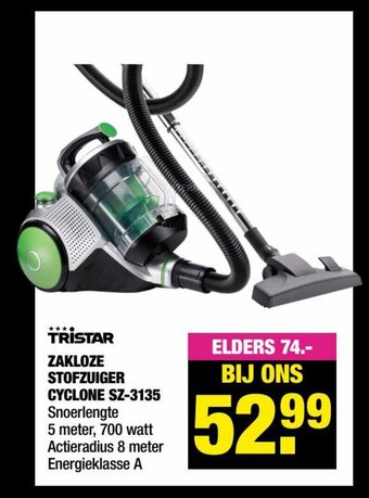 Big Bazar Tristar Zakloze Stofzuiger Cyclone SZ-3135 aanbieding