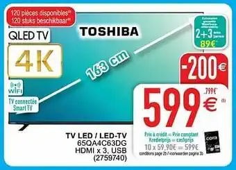 Cora Toshiba tv led - led-tv 65qa4c63dg aanbieding