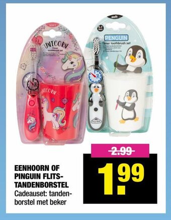 Big Bazar Eenhoorn of Pinguin Flits-Tandenborstel aanbieding