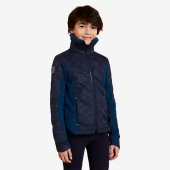 Decathlon Warm fleecejack voor ruitersport kinderen 500 bi-materiaal marineblauw aanbieding