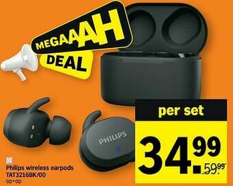 Albert Heijn Philips wireless earpods tat3216bk-00 aanbieding