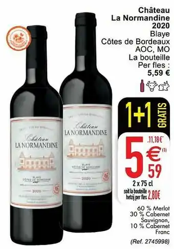 Château la normandine 2020 blaye côtes de bordeaux aoc mo