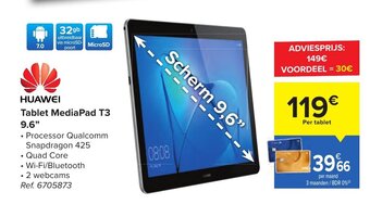 Carrefour Huawei Tablet MediaPad T3 9.6" aanbieding
