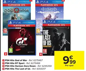 Carrefour PS4 Hits God of War, PS4 Hits GT Sport, PS4 Hits Horizon Zero Dawn, PS4 Hits The Last of Us aanbieding