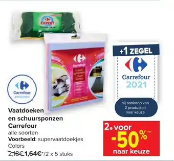Carrefour Vaatdoeken en schuursponzen aanbieding