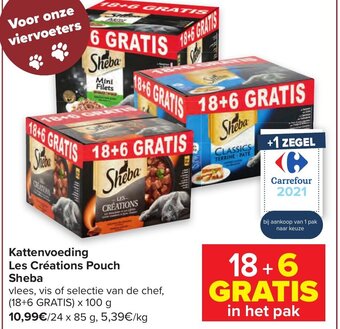 Carrefour Kattenvoeding Les Creations Pouch Sheba aanbieding