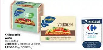 Carrefour Knackebrod Wasa 260g aanbieding