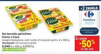Carrefour Set bereide gerechten Come a Casa 2x400g aanbieding