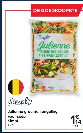 Carrefour Julienne groentenmengeling voor soep Simpl 1kg aanbieding