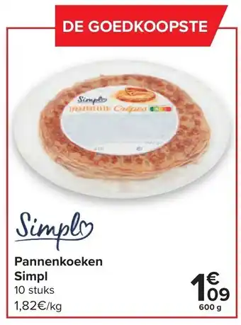 Carrefour Pannenkoeken Simpl 600g aanbieding