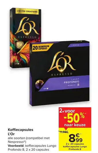 Carrefour Koffiecapsules L'Or aanbieding