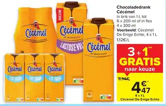 Carrefour Chocoladedrank Cecemel 4x1L aanbieding