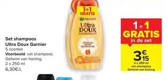 Carrefour Set shampoos Ultra Doux Garnier 2x250ml aanbieding