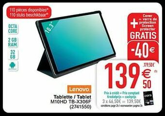 Cora Lenovo tablette - tablet m10hd tb-x306f aanbieding