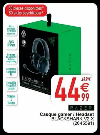 Cora Razer casque gamer - headset blackshark v2 x aanbieding