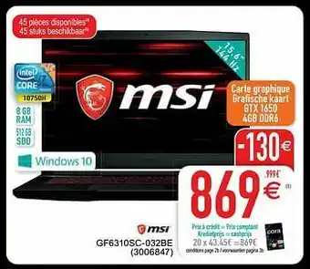Cora Msi gf6310sc-032be aanbieding