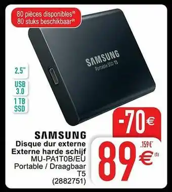 Cora Samsung disque dur externe externe harde schijf mu-pa1t0b-eu aanbieding