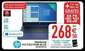 Cora Hp notebook 14s-fq0118nb blue aanbieding