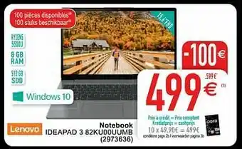 Cora Lenovo notebook ideapad 3 82ku00uumb aanbieding