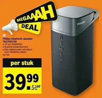 Albert Heijn Philips bluetooth speaker tas3505-00 aanbieding