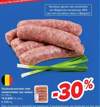 Carrefour Toulouserworsten met varkensvlees van weleer 6x130g aanbieding