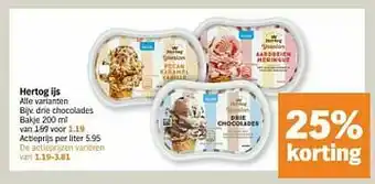 Albert Heijn Hertog ijs drie chocolades aanbieding