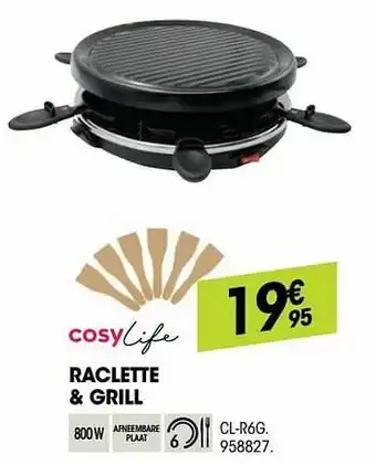Cosylife raclette + grill cl-r6g