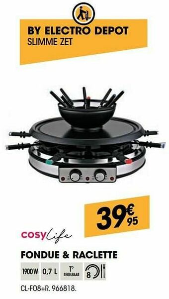 Electro Depot Cosylife fondue + raclette cl-fo8+r aanbieding