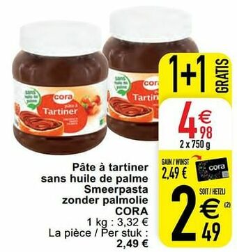 Pâte à tartiner sans huile de palme smeerpasta zonder palmolie cora