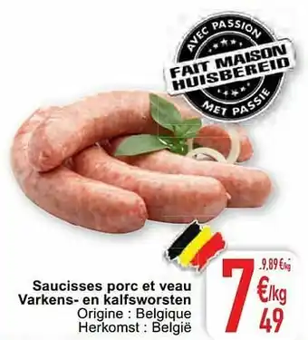 Cora Saucisses porc et veau varkens- en kalfsworsten aanbieding