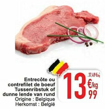 Cora Entrecôte ou contrefilet de boeuf tussenribstuk of dunne lende van rund aanbieding
